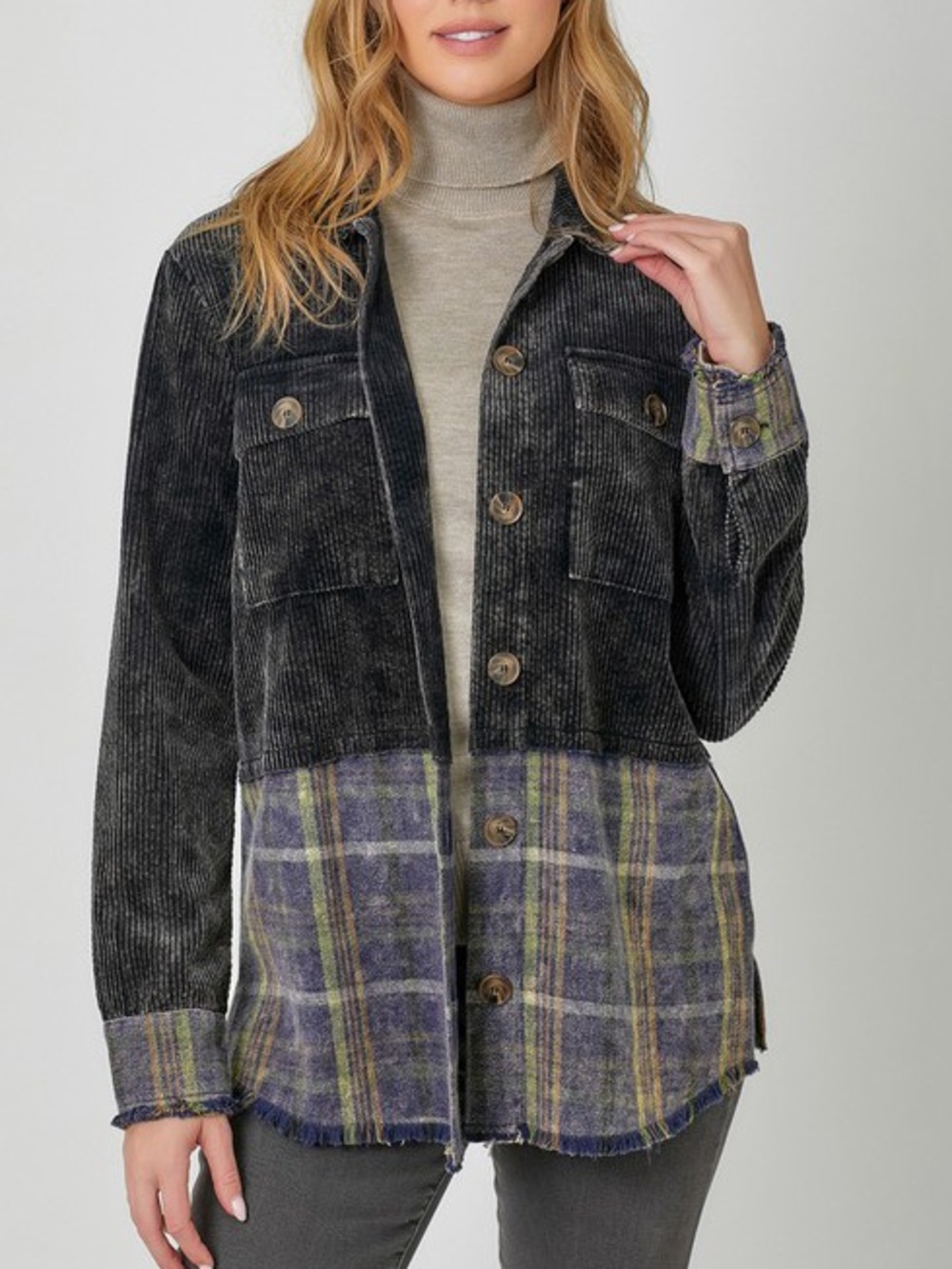 🍂SPECIAL🍂COLOR BLOCK MIXED JACKET|WASHED BLACK